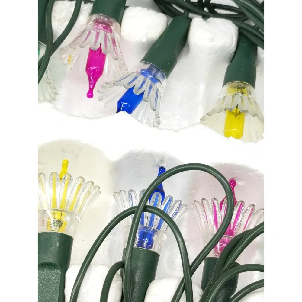 vtg Petal Reflector Miniature Light Set Multi Color 50 Count 27.5ft Sears